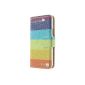 [A4E] Cover, Cover for Samsung Galaxy S5 Mini (G800) - Artificial Leather Bag, Side magnetic closure - with bow Rege YOLO pattern (violet, blue, green, yellow, orange) (Electronics)