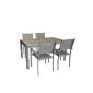 5tlg.  Garden furniture Garden table with Polywood tabletop 150x90cm aluminum stacking chair seating patio furniture garden furniture set