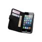 Membrane - Black Portfolio Case Cover Apple iPhone 5 / 5G / 5S - Flip Case Cover + 2 Screen Protector Films (Electronics)