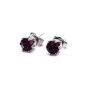 2x Copper Rhinestone Studs Clip Earrings Earrings Purple retro fashion (jewelery)