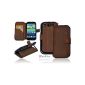 Burkley BOOK G2 S3 Burkley Premium Leather Book Case Case for the Samsung Galaxy S3 i9300 i9305 custom-made Wallet Cover Case Cover with debit / credit card compartment and standing function in coffee brown - bi-color (optional)
