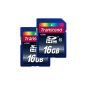 Transcend Pack 2 x 16GB Class 10 SDHC Memory Cards TS16GSDHC10X2 (Personal Computers)