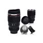Venkons - Flask Thermo Mug in digital camera / telephoto lens design - coffee, tea, cocoa, milk, water, etc. - 350ml, black (household goods)