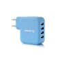 Lumsing 21W 4-port USB charger 5V 4.2A Portable Wall Charger (Blue) (Electronics)