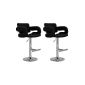 Set of 2 stools lounge Too Much black steel bar & faux leather height adjustable footrest