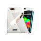 *** *** LUXE PACK case cover WIKO hull WHITE RAINBOW Flip cover white leather protection pouch with PU Camel pattern + CAR CHARGER 1 AMPERE cable 12V Cigarette Lighter 4G Smartphone WIKO RAINBOW fuchsia turquoise coral Yellow & White (Electronics)