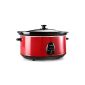 oneConcept Bristol 65 - Slow Cooker, electric casserole, crock pot (6.5 L, 300W, 2 temperatures) - Red
