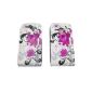 Mobile Phone Flip Case Point Klapptasche hinged sleeve Case Cover shell protective cover protective case for Samsung Galaxy Trend, Trend Plus Roses Flowers Butterflies white purple (Electronics)