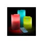 Remote control with color change from real vanilla wax Flameless LED Candles, 3 pack