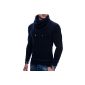 Norwegian winter chunky knit sweater knit sweater with shawl collar Slim Fit Black ML XL (Textiles)