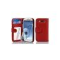 Cadorabo!  PREMIUM - Book Style Case in wallet design for Samsung Galaxy S3 and S3 NEO (GT-i9300 / GT-i9301) with mirror and card slots in INFERNO RED (electronic)