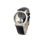Time100 - Sun & Moon Phase Taichi Pattern Black Leather Strap Skeleton Mechanical Watch - W60012M.01A (Watch)
