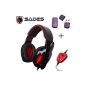 SADES SA-902 7.1 Surround Headset jeuvideo with micro USB for PC design - Color: Black and Red (Electronics)