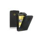Black Leather Case Cover for Nokia Lumia 520 - Flip Case Pouch Cover + 2 Membrane screen protection films (Electronics)