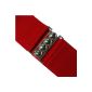 Red Elastic Belt Silver Buckle - style Retro Belt One Size 80 (Clothing)