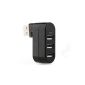 MENTEQ Black USB 2.0 HUB 3 Ports High Speed ​​180 ° rotatable (Electronics)