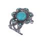 Amybria style vintage tibšŠtain plaqušŠ turquoise round flower silver cuff bracelet cavitšŠ (Jewelry)