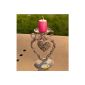 Metal candlestick and heart-shaped wicker - height 19 cm