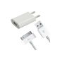 OKCS® iPhone 4 charger set consisting of 1000 mAh power supply + 1-meter charging cable 30 pole in white suitable for iPhone 4 / 4S, iPad 2/3, iPod (Electronics)