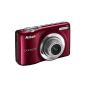 Nikon Coolpix L25 Digital Camera Red (10MP, 5x opt. Zoom, 7.5 cm (3 inch) display, image stabilized) Kit incl. 4GB Memory Card and Bag (Electronics)