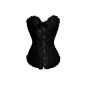 Aimerfeel vintage black satin lace boned corset Basque with G-string (Clothing)