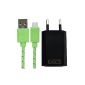 Original OKCS® Find and 1 A power supply black + 1m charging cable Micro USB green fits among others mini for Samsung S5, S4, S4 mini, mini S5, S3, S3 Mini, S2 (Electronics)