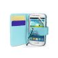 Light Blue Supergets Case for Samsung Galaxy S3 Mini I8190 book style flap pocket in leather look with card slot and magnetic closure Case Flip Case, protector, cleaning cloth, mini stylus (electronic)