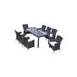 Ambiente Home wicker furniture dining table Lubango, black, 9-piece set (garden products)