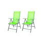 Set of 2 Folding aluminum Garden chair Aluminium Deckchair green hochlehnig