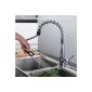 Kitchen Faucet Single Handle.  Copper and stainless steel.  Fixed hose with spring
