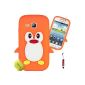 Penguin Case for Samsung Galaxy Young GT-S6310N / Galaxy Young DUOS S6312 Silicone Case Cover Case Cover protector, small pin (Orange) (Electronics)
