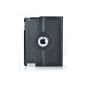 JAMMYLIZARD | Leather Case Smart Case 360 ​​degree rotating iPad 4 (with Retina display), iPad 3 and iPad 2 compatible with the on / standby screen protection included (BLACK) (Electronics)