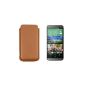 Lucrin - Case for HTC One M8 - smooth calfskin - Leather - Cognac (Wireless Phone Accessory)
