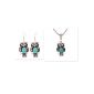 Yazilind Tibetan Jewelry Gift Silver Oval Turquoise necklace crystal owl earrings for women?  (Jewelry)