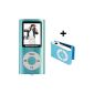 MP4 Player Portable - 8GB Memory Card - Blue - MP3 AMV Video, FM radio, e-books, voice recorder, built-in speaker, expandable to 16 GB through microSD - Memory Cards and Mini Clip MP3 Player BERTRONIC ®
