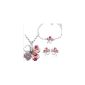 ComosCow JF007 Four Leaf Faux Crystal Silver Necklace, Bracelet and Earrings Set 1 (jewelry)