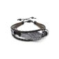 Konov jewelry Men Women bracelet, Retro wing, 18-23cm Adjustable sizes, leather alloy brown silver (jewelery)