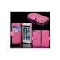 IPhone 5 Case PU Leather Wallet Case Light Pink With Screen Protector (Accessory)
