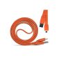 (Orange) Nokia Lumia 635 rapid 1 meter USB Data Transfer Sync Charger Flat Cable-Fone Case (Electronics)