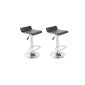 Set of 2 stools black leatherette bar & Chrome