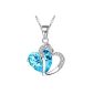 Chaomingzhen 925 sterling silver Rhodium Blue Cubic Zirconia Heart Pendant Necklace Ladies Necklace (jewelry)