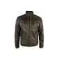 Retro Men true leather jacket smart casual high neck vintage Brown kick oeilollar Brown Vintage Look
