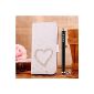 Locaa (TM) Huawei Huawei Ascend P7 3D Bling Case + Stylus + Anti dust Studs Deluxe Luxury pearl diamond cute Beautiful Retro Card Holder Wallet Protection Sleeve - [General Series] loving hearts (Electronics)
