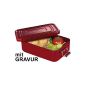 Küchenprofi Lunchbox Aluminium Red, incl. Desired engraving on the lid (large (23 x 15 x 7 cm)) (household goods)