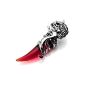 MunkiMix Stainless Steel Crystal Pendant Necklace Silver Tribal Red Wolf Tooth Man, chain 58cm (Jewelry)