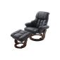 Robas Lund 64023SK5 Relaxsessel Calgary with stool, cover: black leather, frame: walnut, 90 x 91-122 x 89-104 cm (household goods)