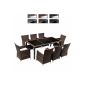 Wicker garden furniture in Brown - Set Chairs Brown 8: 58 x 57.5 x 84 cm - Black Table 190 x 90 x 75 cm - VARIOUS COLORS (Garden)