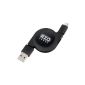 EZOPower Cable Micro USB retractable data transfer / charger - 1 meter / Black (Wireless Phone Accessory)