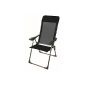 Aluminum folding chair - 5-way adjustable - Foldable camping chair in black