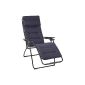 Lafuma upholstered relaxation deck chair, foldable and adjustable Futura Air Comfort, Acier (Black), LFM2413-6135 (garden products)